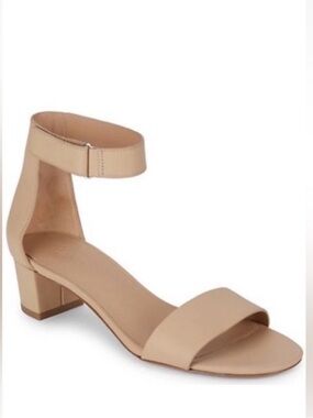 Vince Rita Tan Heels with Ankle Strap and Block Heel
